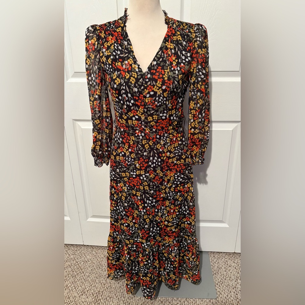Karl Lagerfeld Multicolor Floral Long Sleeve Dress